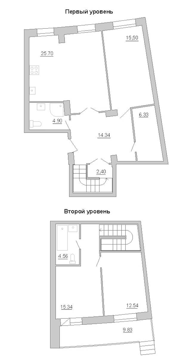 Двухкомнатная квартира в : площадь 106.77 м2 , этаж: 2 – купить в Санкт-Петербурге